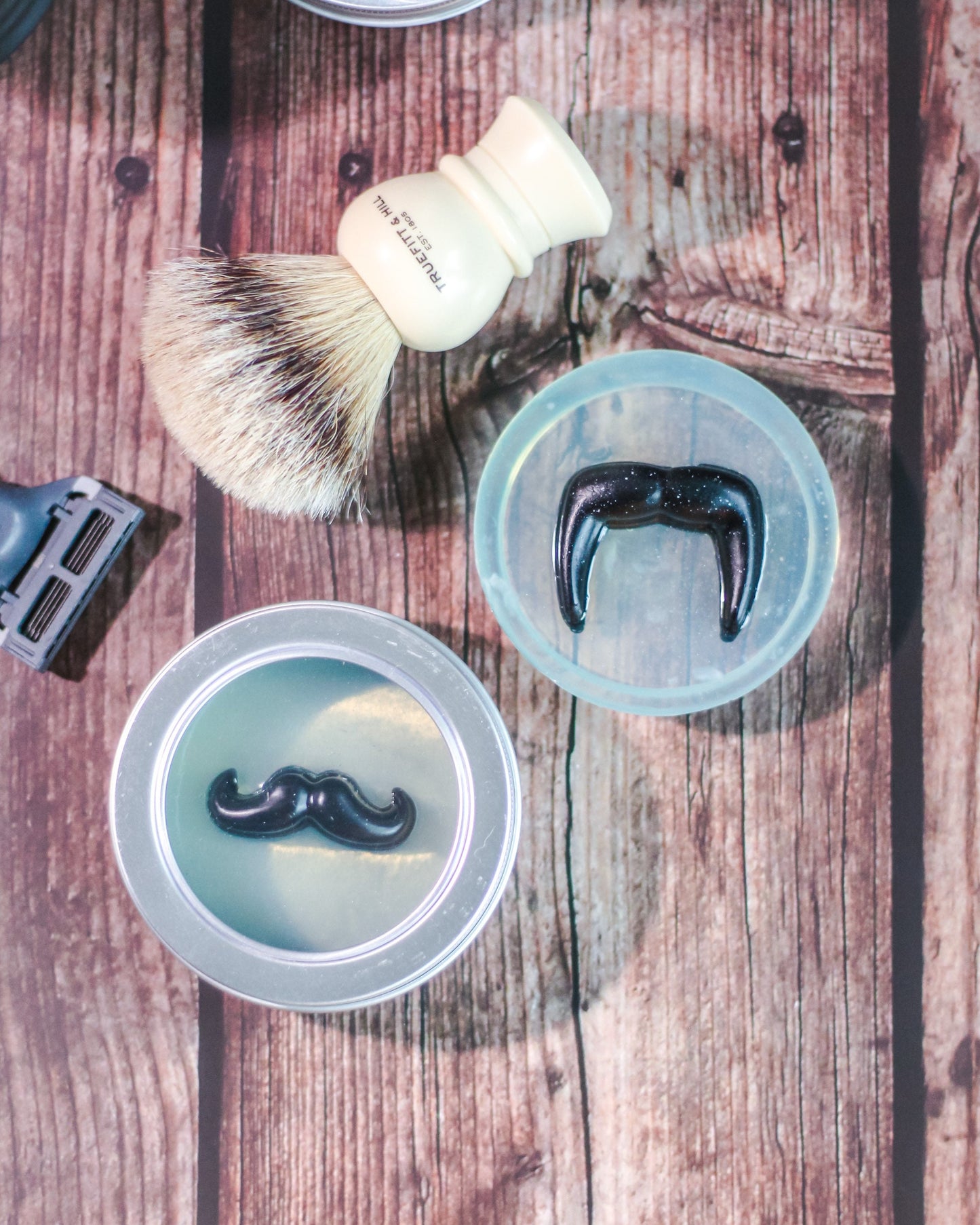Moustachio Shave Soap for Men in Reusable Ecofriendly Tin | Grey Cedar scent