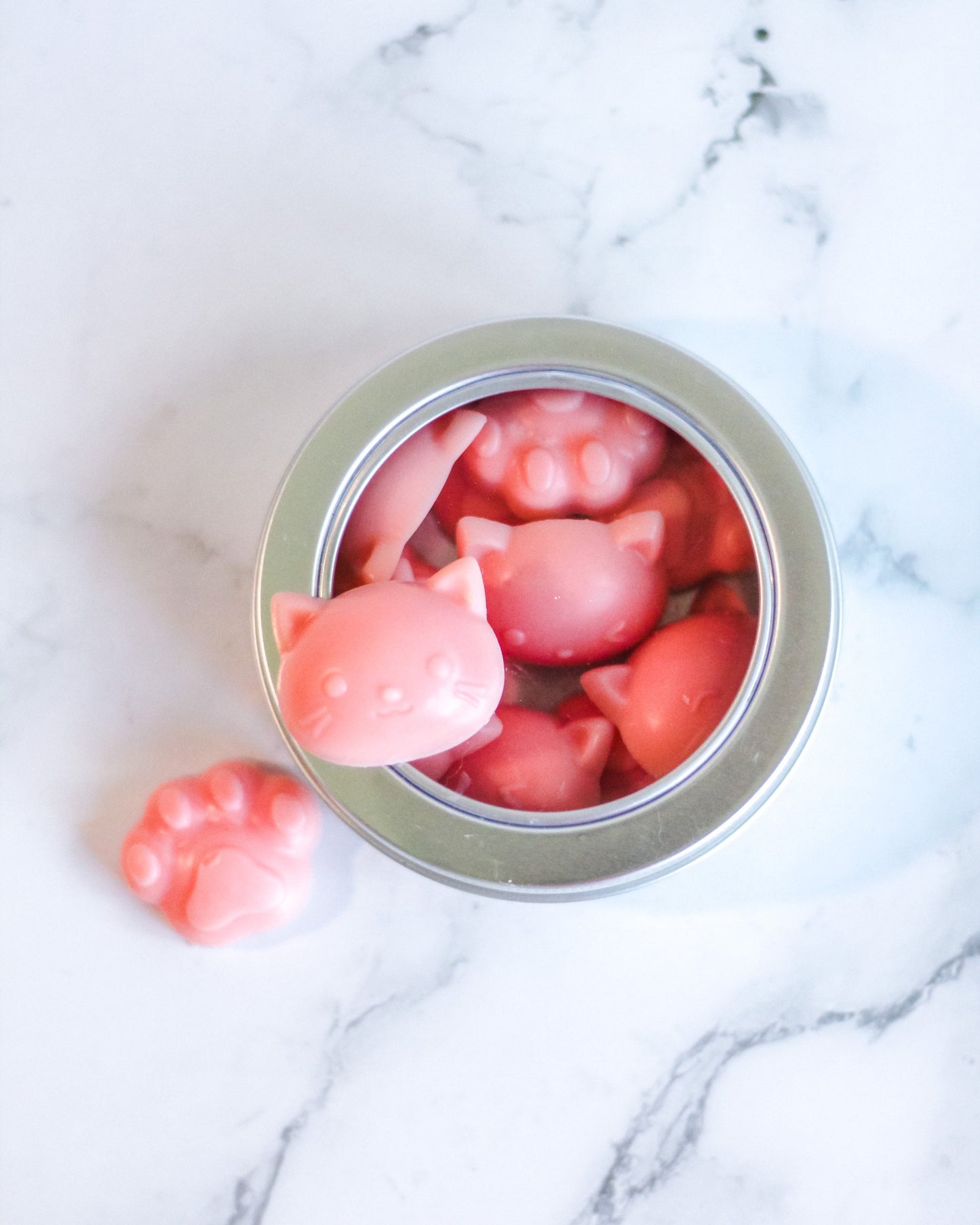 Cat Emoji Head and Paw Ecosoy Wax Melts | Biodegradable Glitter | Air Freshener | Kawaii Home Accessories | Set of 12 Wax Melts